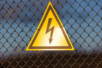 danger sign high voltage. warning sign of danger of electric shock.