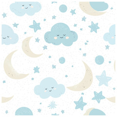 Soft Clouds and Stars Pattern