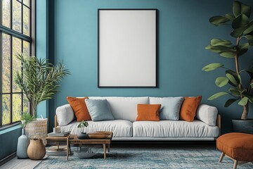 Frame mock up in diferrent interior design style, AI generated