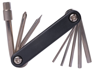 A small folding wrench for repairing your bicycle in the field.
