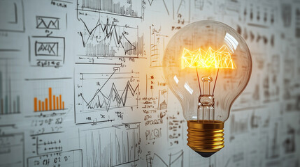 Idea di business con lampadina e progetto
