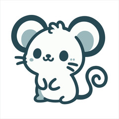 Cute Mouse silhouette on white background
