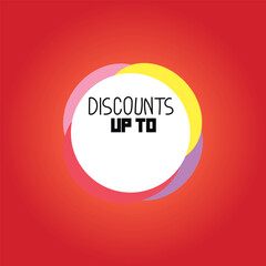 discounts up to text vector sticker label price icon illustration