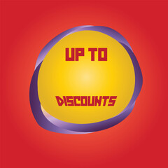 discounts up to text vector sticker label price icon illustration
