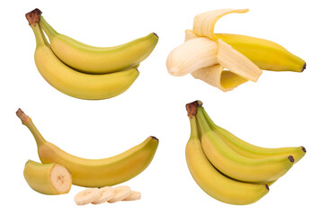 banan na przezroczystym tle, png, banan ze skórką - zestaw 4 bananów © Klaudia Baran