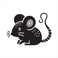 Cute Mouse silhouette on white background
