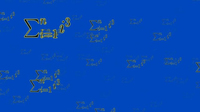 Mathematics equation sum coming forward animation with blue background