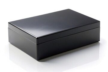 Fototapeta premium A sleek, modern, black rectangular box with clean lines and minimal design, isolated on a white background, perfect for product or Still Life photography.