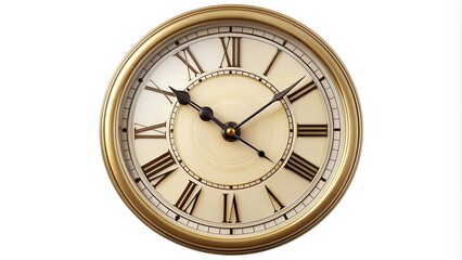 A stylized illustration of a clock face with bold Roman numerals, ornate hour and minute hands, and a precise ticking seconds indicator on a white background.