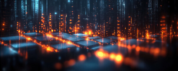 Naklejka premium Digital background for tech, AI, data, audio, graphics, and more