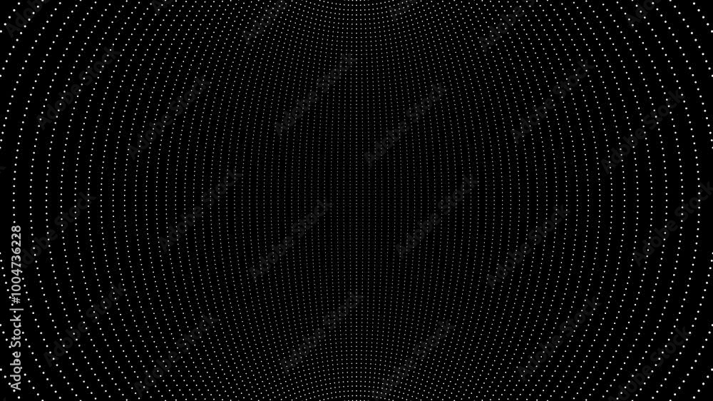 Poster animation of the rotation of a sphere consisting of particles. seamless loop animation. inside view