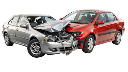  two cars accident crash isolated on white background.AI GENERATED