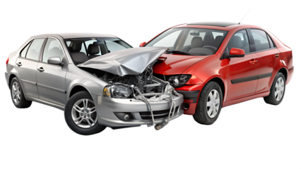  two cars accident crash isolated on white background.AI GENERATED