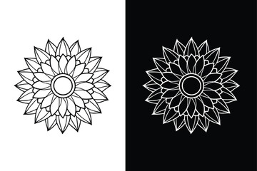Outlined sunflower icon vector illustration on white background.