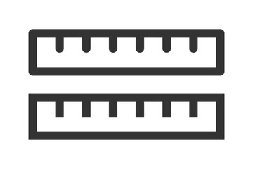 Ruler as a educational school tool outlined black isolated drawing illustration. Vector icons in flat style