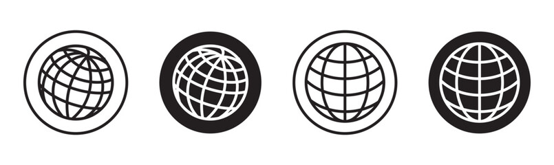 Globe, icon set. Planet Earth, world map in different variations, linear icons. Line with editable stroke