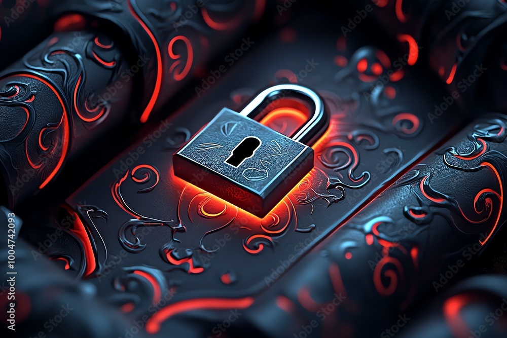 Poster A glowing magical lock protecting encrypted scrolls, symbolizing secure, anonymous communication in a fantasy world