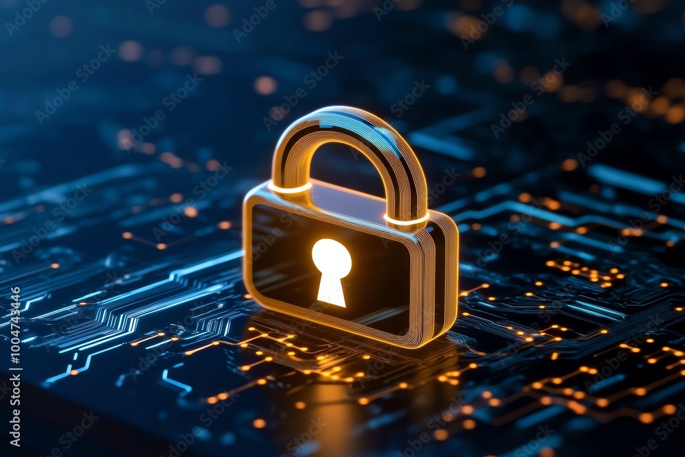 Aufkleber A glowing padlock icon on a digital interface, representing end-to-end encryption for secure, anonymous communication
