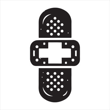 recommend clip art: Band aid graphics Injury bandage silhouette on white background
                    
