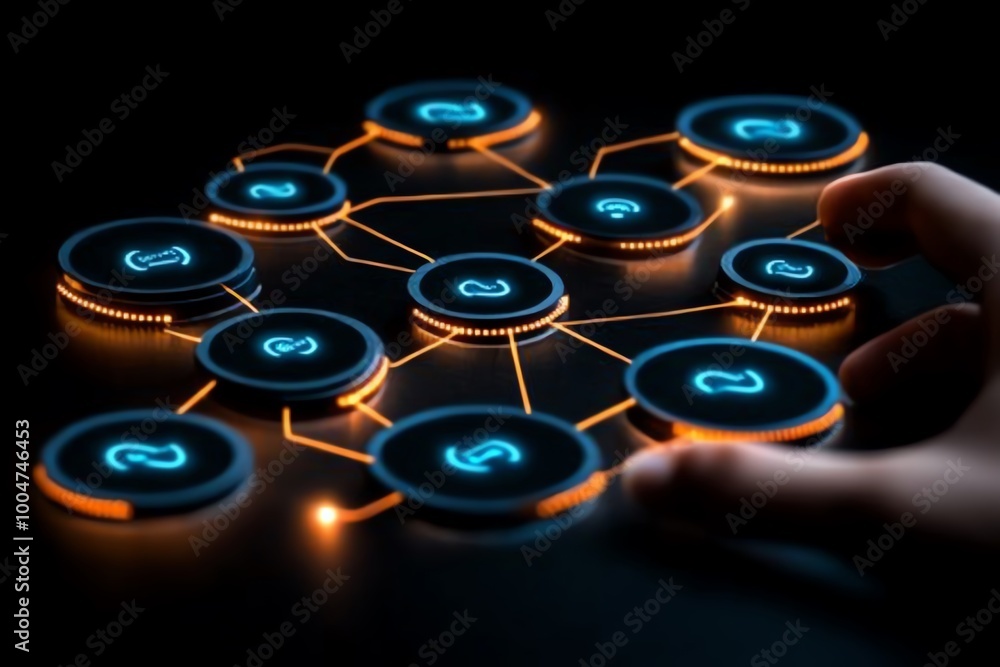 Fototapete A group of anonymous users exchanging encrypted messages in a private chatroom, representing secure digital communication