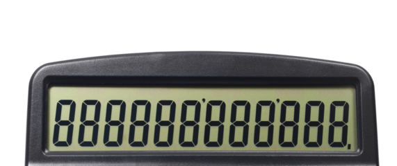 Close up display calculator isolated on white