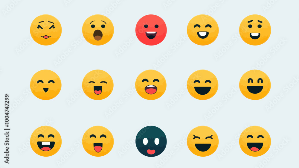 Aufkleber colorful vector emoticons set displaying various emotions and facial expressions for digital communi