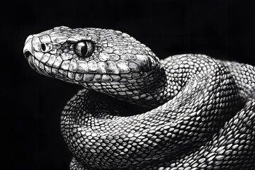 Fototapeta premium Detailed close-up of a venomous snake's head