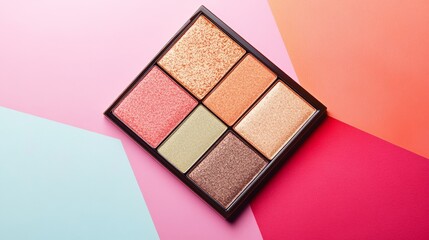 A makeup palette with a variety of colors