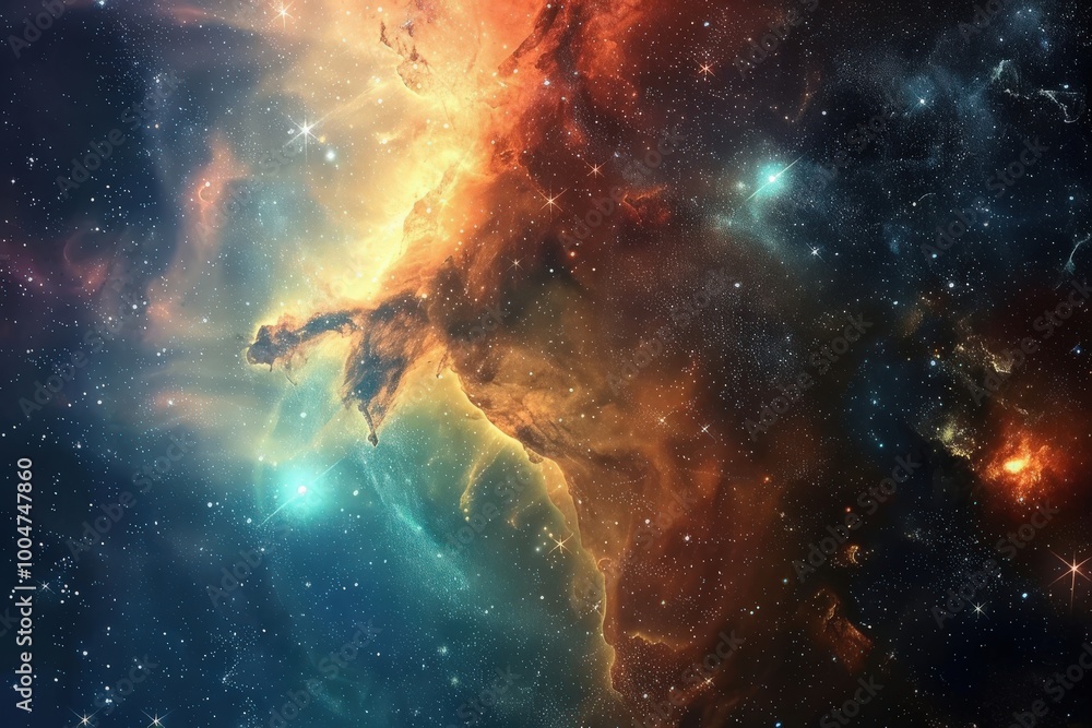 Wall mural a colorful space scene with a purple cloud in the middle. generative ai image