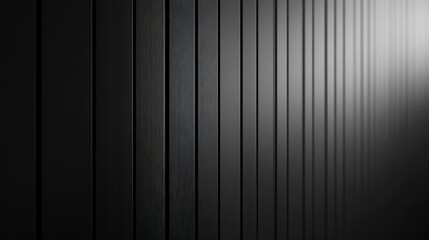 Obraz premium A close-up view of a sleek black wall paneling with vertical lines, creating a modern and minimalist aesthetic, Ideal for interior design projects, backgrounds, or branding materials,
