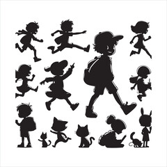 Animated cartoon silhouette on white background
