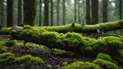 green moss on rotten branch