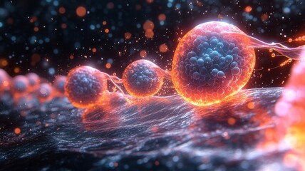 An illustration showing exosomes targeting a tumor cell, representing their use in targeted cancer therapy