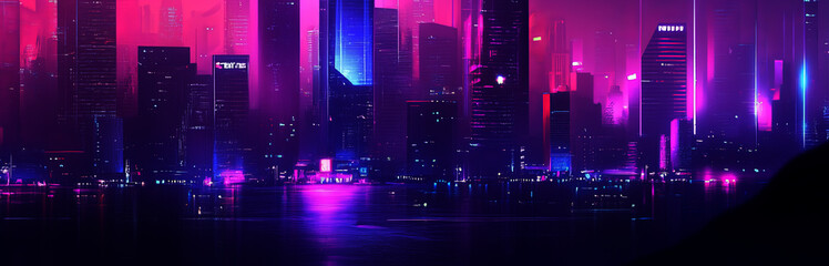 Cyberpunk City Skyline background