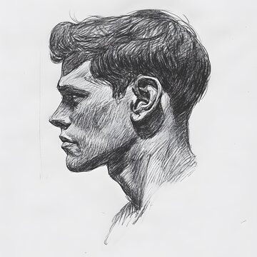 sketch of a pensive male profile