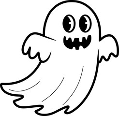 Playful cartoon ghost with big eyes and wavy arms