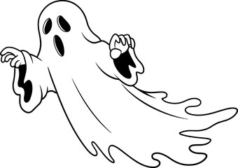 Spooky ghost line art illustration for halloween fun