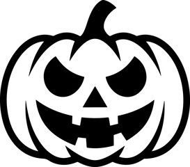 Spooky pumpkin face with black and white design