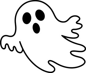 Curious ghost: simple line art with surprised expression