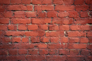 Empty brick red wall. background of a old brick house.