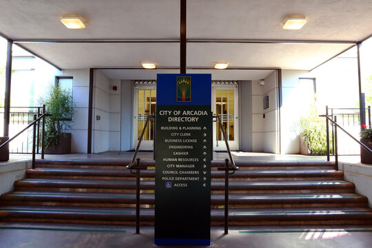 Arcadia (LA County), California &ndash; May 14, 2024: Arcadia City Hall located at 240 W Huntington Dr, Arcadia, CA