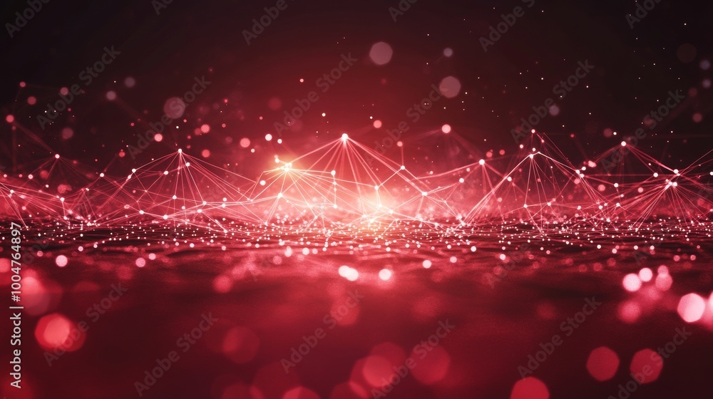 Poster digital futuristic internet network connection in red, symbolizing the future of cloud computing, da