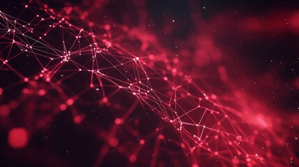 Digital futuristic internet network connection in red, symbolizing the future of cloud computing, data, and innovation in technology. -