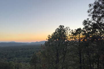 Landscape over the mountain in Mazamitla, Jalisco, Mexico. Camino del tigre Landscape.  