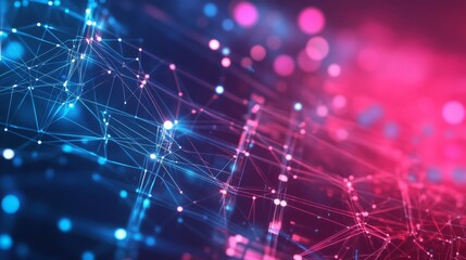 Fototapeta premium Technology-inspired graphic background featuring simple connected lines and dots in a circuit-like network design.