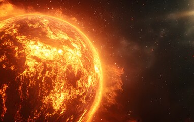 Fiery solar flare erupting from the surface of the sun