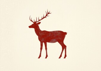 Silhouette of a deer with antlers in red on a simple light background