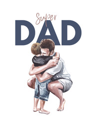 Super Dad T-shirt Design in Watercolor