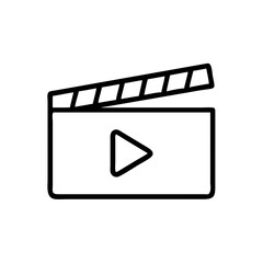 Minimalist movie icon in black and white outline style.