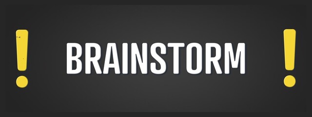 Brainstorm. A blackboard with white text. Illustration with grunge text style.